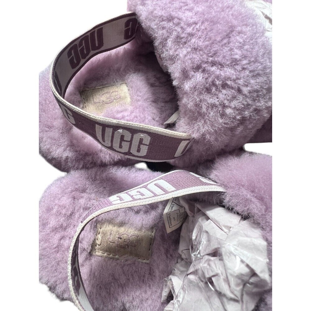 UGG Women’s Fluff Oh Yeah Slingback Slides – Size 4 Pink Sheepskin Sandals - Picture 7 of 10